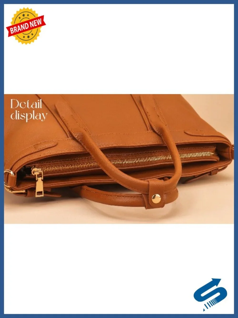 Vegan Leather Tote Handbag with Zipper Pockets Adjustable Strap for Work Travel